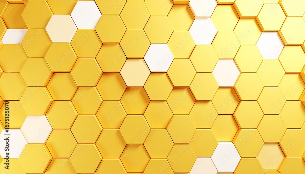 3D futuristic honeycomb mosaic on golden yellow background featuring realistic hexagon mesh texture—abstract geometric design perfect for modern vector wallpaper, tech interfaces, or digital presentat 3D futuristic honeycomb mosaic on golden yellow background featuring realistic hexagon mesh texture—abstract geometric design perfect for modern vector wallpaper, tech interfaces, or digital presentat