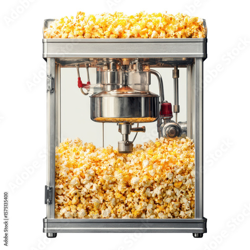 Classic Popcorn Machine with Overflowing Popcorn