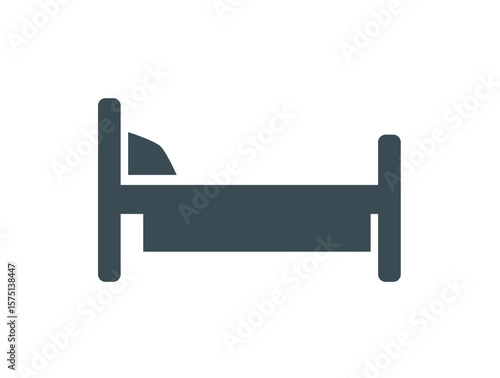 Simple icon of a bed, showing a headboard, mattress, and pillow.