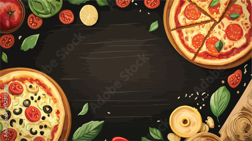 Chalkboard Pizza Menu Cartoon Background for Restaurant Promotion