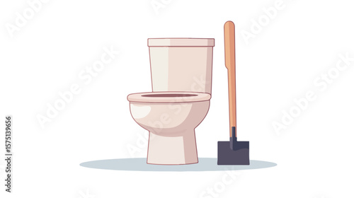 Flat Vector Illustration of Plunger Hand Tool for Toilet