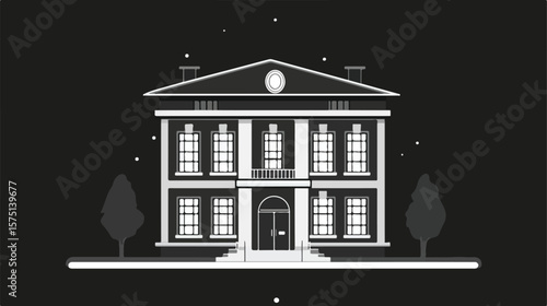 Professional Black and White Police Station Vector Icon
