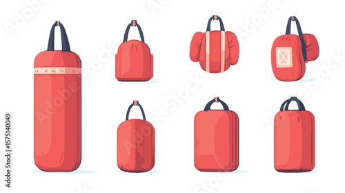 Professional Punching Bag Flat Vector Illustration for Fitness