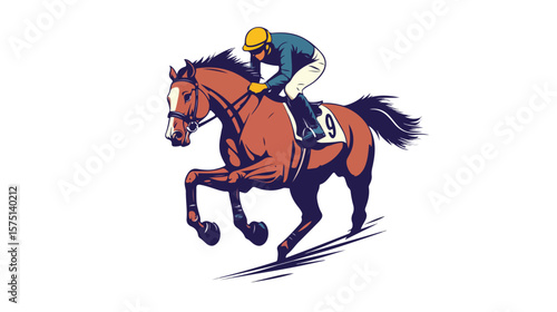 Dynamic Racing Horse and Jockey Logo Design Vector Illustration