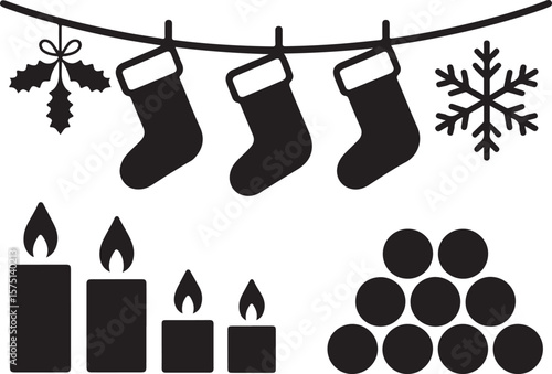 Christmas Stockings and Candle Icons