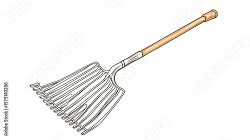 Simple and Elegant Rake Line Art Vector Isolated on White Background