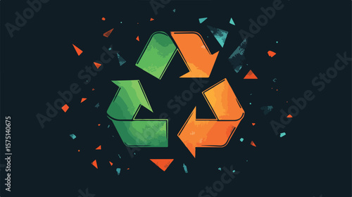 Recycle Icon on Dark Background - Eco-Friendly Vector Illustration