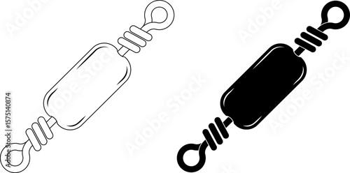 outline silhouette fishing swivel icon set