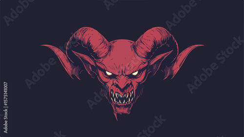 Sinister Red Horns Headband on Scary Monster Vector