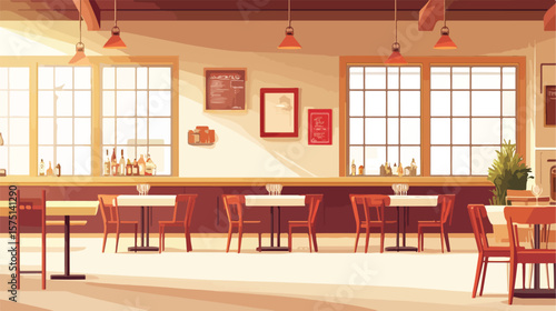 Modern Restaurant Design Flat Vector Illustration