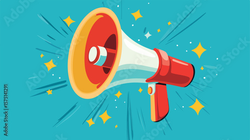 Grand Reopening Invitation Card Design with Megaphone Illustration