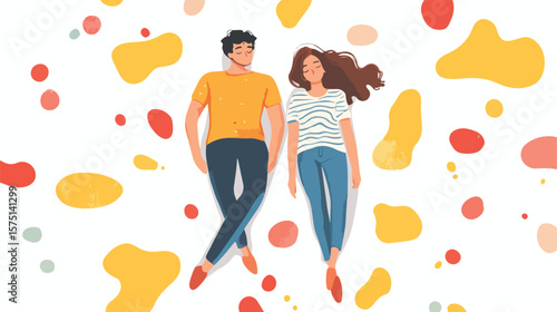 Relaxed Couple Resting Together in Flat Vector Illustration
