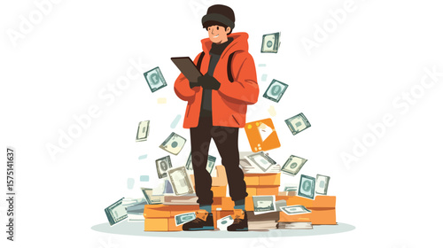 Professional Scammer on Social Media Vector Illustration