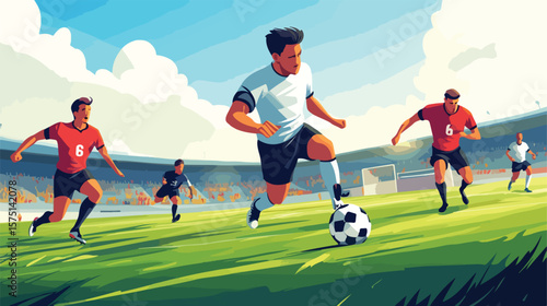 Soccer Players in Action at Stadium