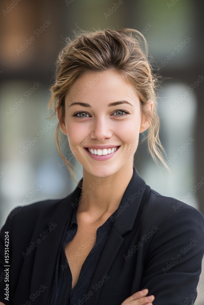 Close-up portrait of a happy woman. Close-up portrait of a happy woman.