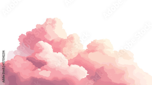 Dreamy Soft Pink Fluffy Clouds on White Background