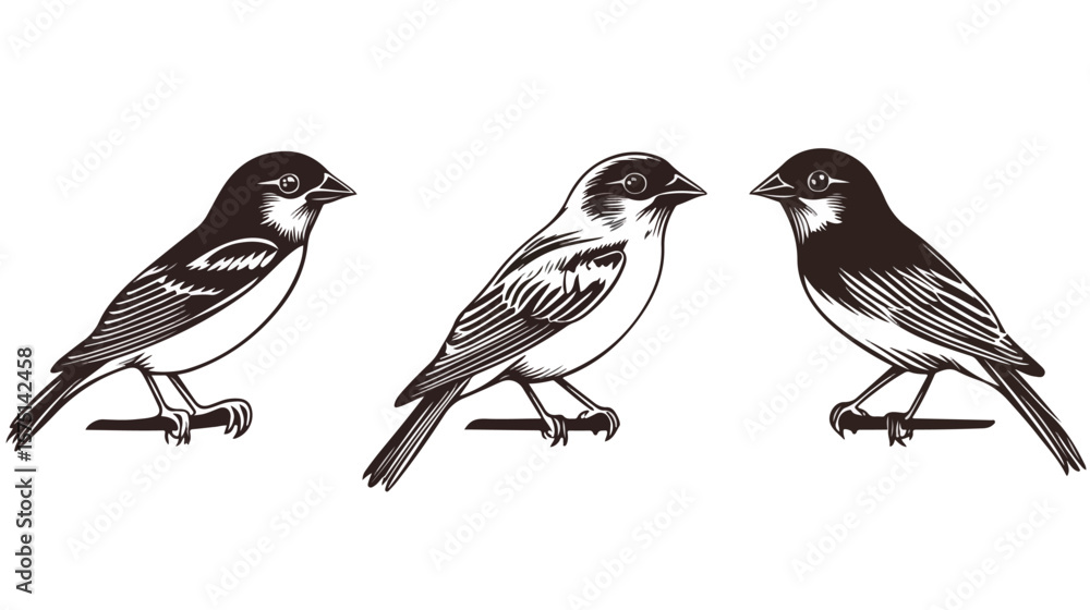 Obraz premium Simple Sparrow Line Art Icon for Elegant Designs