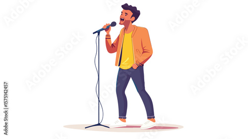 Professional Speaker Performing with Microphone in Hand