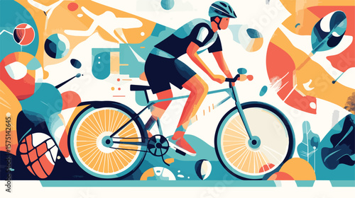 Modern Sport Design Flat Vector Illustration
