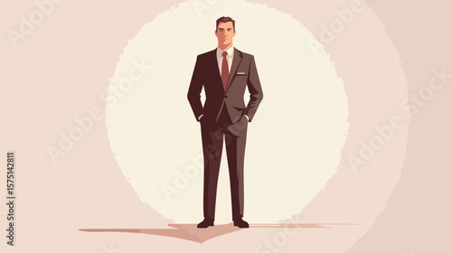 Successful Businessman Flat Vector Illustration