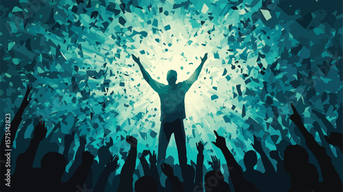 Success Flat Vector Illustration with Centered Composition