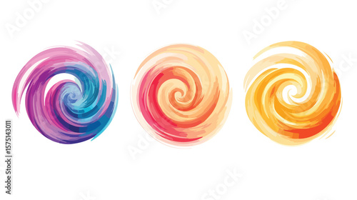 Colorful Swirling Vector Spiral Effect Set for Designers