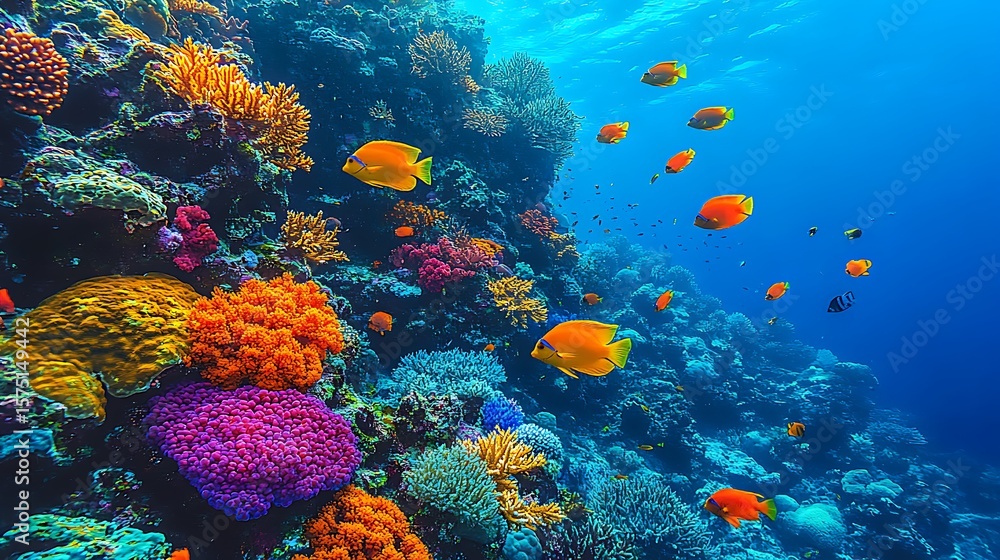 Naklejka premium A tranquil forest lake surrounded by misty woods, with sunlight filtering through the fog.