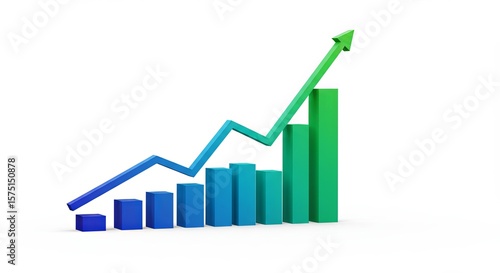 Rising bar chart on white background