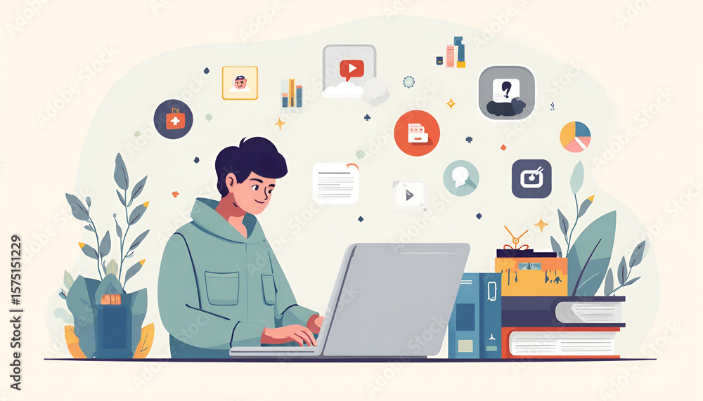 Businessman working on laptop in a modern office setting Businessman working on laptop in a modern office setting