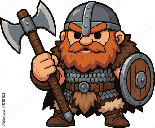 斧を持ったドワーフ戦士のイラスト
