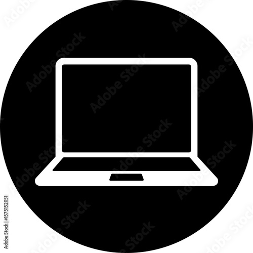 Laptop icon silhouette in circle
