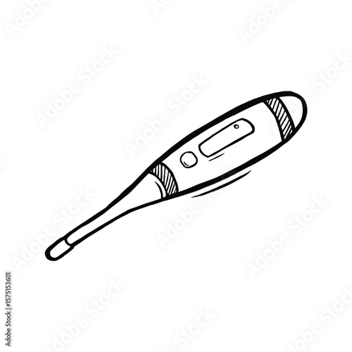 Hand-drawn illustration of a digital thermometer.