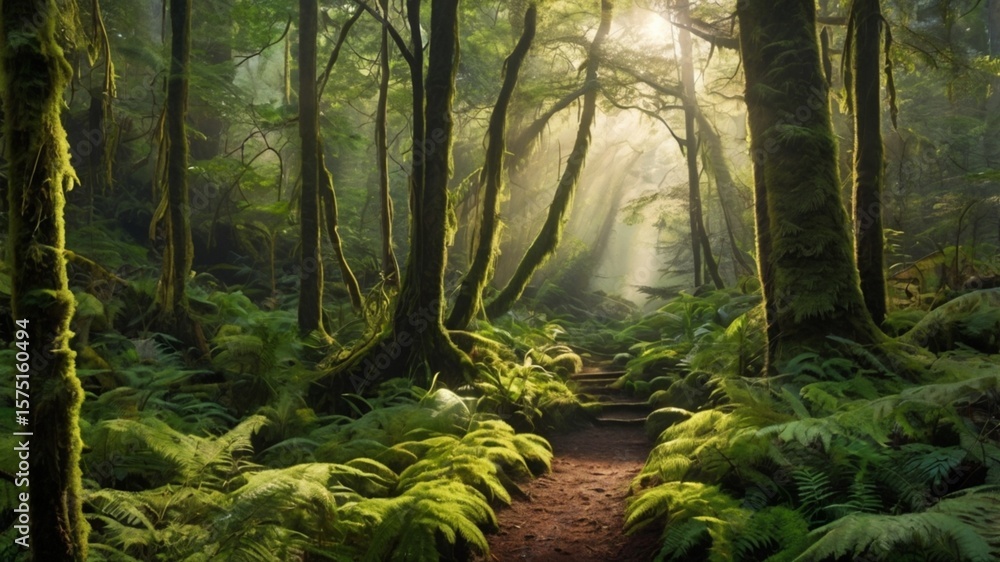 morning atmosphere in the moss forest morning atmosphere in the moss forest