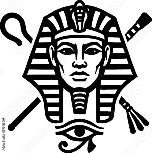 Ancient Egyptian Pharaoh and Eye of Horus Emblem