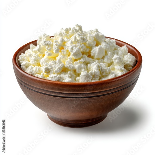 Wallpaper Mural Fresh cottage cheese in a bowl, a dairy delight isolated on white background. Torontodigital.ca