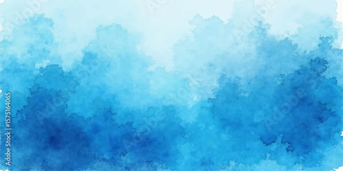 Abstract blue watercolour background with sky and cloud textures and vintage grunge paper effect