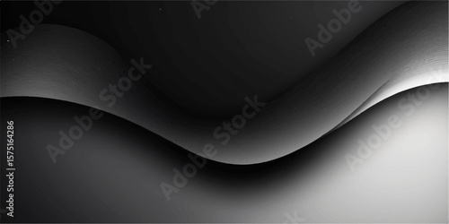 Abstract black and white background with smooth wave design and futuristic digital texture