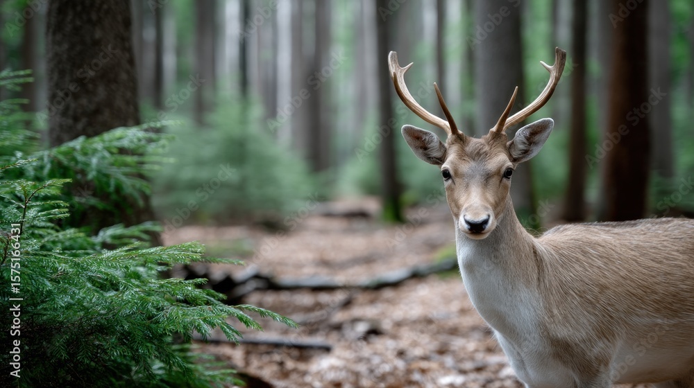 Obraz premium Close-up of a fawn in a forest