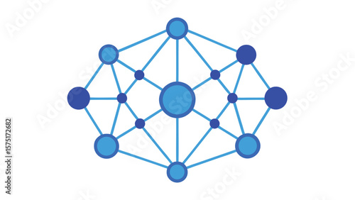 Abstract network diagram featuring connected nodes depicting complex relationships in blue