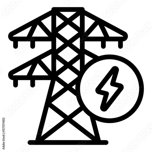 electric tower outline icon for high voltage power transmission