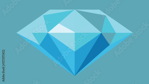 Geometric illustration of a faceted diamond precious gemstone on teal blue background