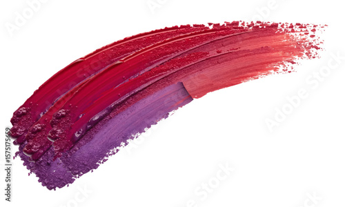  cosmetic product swatch with a gradient showcasing texture and color from red to purple on a white background.