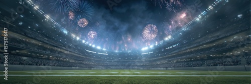 Fireworks over a stadium at night (1)