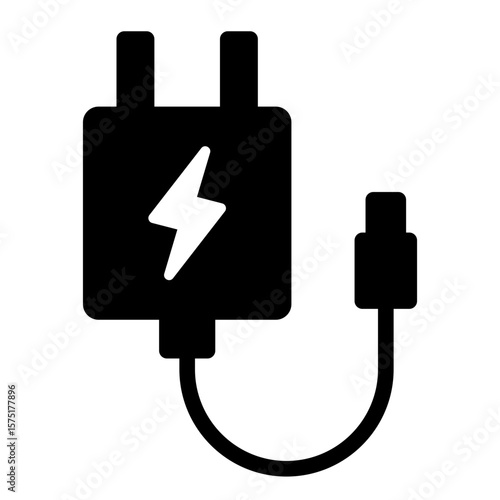 charging adaptor glyph icon for power supply and energy use