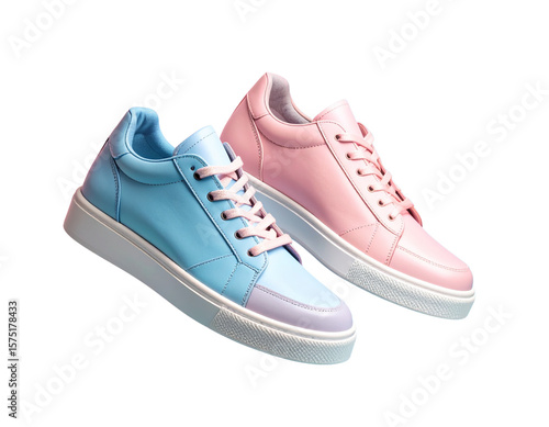 Wallpaper Mural  Side View of Floating Pastel High-Top Sneakers with Soft Gradient Background, Transparent PNG Torontodigital.ca