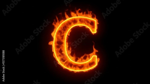 Wallpaper Mural Fiery Letter C Burning with Flames and Glowing Effect on Black Background Torontodigital.ca