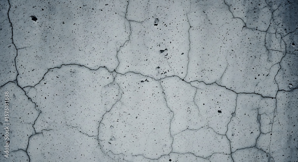 Fototapeta premium Cracked Concrete Texture: A close-up shot of a weathered concrete wall, showcasing a network of cracks and textures, conveying age and urban decay.