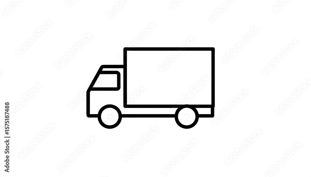 Simple black line drawing of a delivery truck Simple black line drawing of a delivery truck