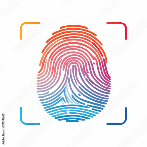 multicolor fingerprint icon in vibrant gradient fill on 512×512 px artboard symbolizing diversity, identity, and individuality