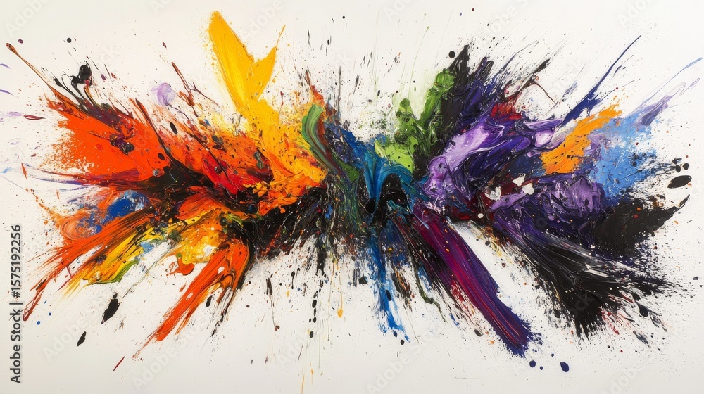 a bold and expressive arrangement of ink blots and paint splashes in an explosion of vivid colors the droplets and streaks have a natural, uncontrolled look, with some areas featuring intense, a bold and expressive arrangement of ink blots and paint splashes in an explosion of vivid colors the droplets and streaks have a natural, uncontrolled look, with some areas featuring intense,